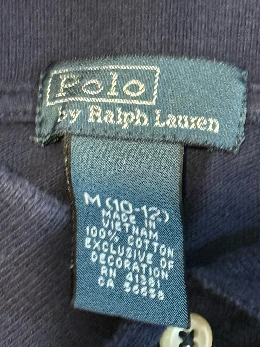Ralph Lauren Navy Polo Shirt with White Label Detailing